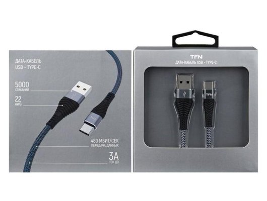 Кабель TFN TypeC forza 1.0m graphite TFN-CFZUSBCUSB1MGR